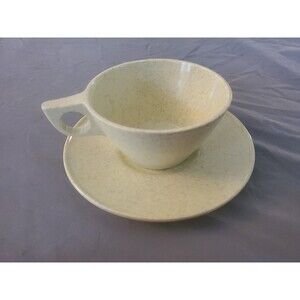 Vintage Texas Ware USA Tea Coffee Cup & Saucer Set Aqua Blue cup and Floral